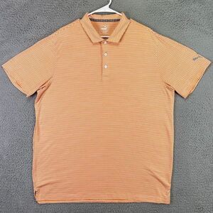 Puma Polo Shirt Adult XL Orange White Candy Striped Golf Short Sleeve Rugby Mens